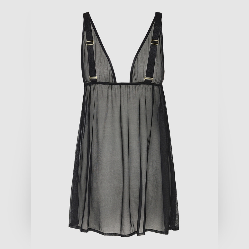 Frederick’s of Hollywood Alanza Mesh Babydoll Unlined Soft Cup Black NWT - Picture 7 of 10